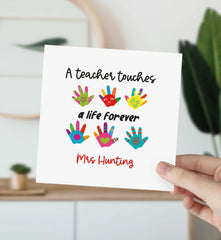 Teacher Thank You Card With Funny Hands Personalised Teacher Card For School Preschool Teacher Appreciation End Of Term Primary Nursery