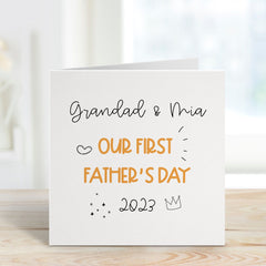 Personalised Our First Father's Day Card With Name Cute Card For Grandad Or Dad 1St Father's Day Daddy Baby Fathers Day Greeting Card