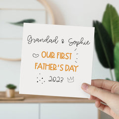 Personalised Our First Father's Day Card With Name Cute Card For Grandad Or Dad 1St Father's Day Daddy Baby Fathers Day Greeting Card