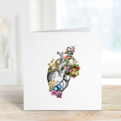 Floral Heart Card For Girlfriend Boyfriend Husband Wife Partner Valentine's Day Love Gift Card For Her Him Gift Art Heart Design Anatomic