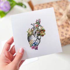 Floral Heart Card For Girlfriend Boyfriend Husband Wife Partner Valentine's Day Love Gift Card For Her Him Gift Art Heart Design Anatomic