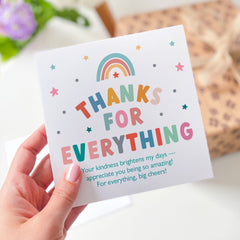 Thanks For Everything Card With Rainbow Design Gift Card For Her Him Teacher Appreciation Nursery Primary End Of Term Cute Appreciation Card