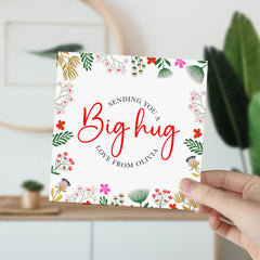 Sending You A Big Hug Sympathy Card With Name Card For Her Him Thinking Of You Gifts Gift Card For Friend Floral Card Get Well Soon Card