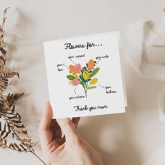 Floral Thank You Card For Friend Girlfriend Wife Mum Teacher Partner Doctor Nurse Vet Grandma Gift Card