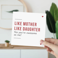 Card For Mum From Daughter Mum's Birthday Christmas Card Mothers Day Card Like Mother Like Daughter Funny Card Mummy