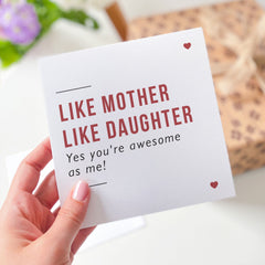 Card For Mum From Daughter Mum's Birthday Christmas Card Mothers Day Card Like Mother Like Daughter Funny Card Mummy