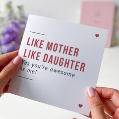 Card For Mum From Daughter Mum's Birthday Christmas Card Mothers Day Card Like Mother Like Daughter Funny Card Mummy