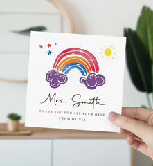 Cute Card For Teacher Thank You Card Rainbow Personalised Card End Of Year School Preschool Nursery Primary Teacher Appreciation Gift Card