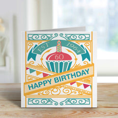 Personalised Retro Birthday Card With Age Happy Birthday Gift 30 40 50 60 70 80 90 100 Age For Him For Dad Mum Friend Grandad Grandma