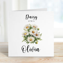 Personalised Birth Flower Card For Born In April Birth Birthday Card With Name As Flower Added Birth Month April Birthday Daisy For Her