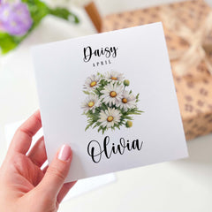 Personalised Birth Flower Card For Born In April Birth Birthday Card With Name As Flower Added Birth Month April Birthday Daisy For Her