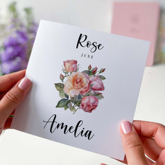 June Birthday Card Rose Birth Flower Card For Born In June Personalised Birth Birthday Card With Name Birth Month Rose Gift For Her Friend