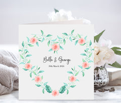 Personalised Wedding Engagement Or Anniversary Card With Names And Date Newly Married Couple Greeting Card Flowers Botanic Floral Gift Card