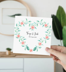 Personalised Wedding Engagement Or Anniversary Card With Names And Date Newly Married Couple Greeting Card Flowers Botanic Floral Gift Card