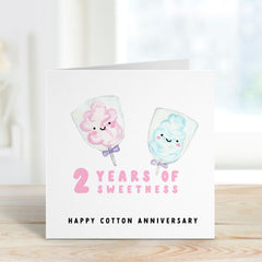 2Nd Anniversary Card 2 Years Of Sweetness Second Wedding Cotton Anniversaryâ Card Cute For Husband Wife Boyfriend Girlfriend