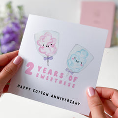 2Nd Anniversary Card 2 Years Of Sweetness Second Wedding Cotton Anniversaryâ Card Cute For Husband Wife Boyfriend Girlfriend