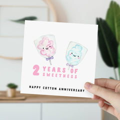 2Nd Anniversary Card 2 Years Of Sweetness Second Wedding Cotton Anniversaryâ Card Cute For Husband Wife Boyfriend Girlfriend