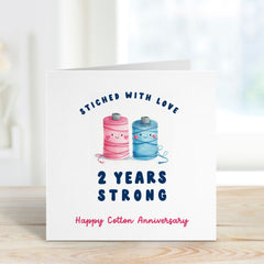 2Nd Anniversary Card Stiched With Love 2 Years Strong Happy Cotton Cute Anniversary For Couple Wife Husband Boyfriend Girlfriend Partner