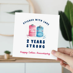 2Nd Anniversary Card Stiched With Love 2 Years Strong Happy Cotton Cute Anniversary For Couple Wife Husband Boyfriend Girlfriend Partner