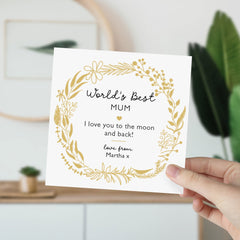 Card For Mum To The World's Best  Mum Mama On Mother's Day Mum's Birthday Gift Card With Flowers Greeting Card Love You Mum Christmas