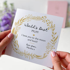 Card For Mum To The World's Best  Mum Mama On Mother's Day Mum's Birthday Gift Card With Flowers Greeting Card Love You Mum Christmas