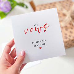 Personalised Her Vows Card Wedding His Vows Cards With Names And Date Her And His Vows Card  Bride's Vows Card Groom's Vows Gift Card