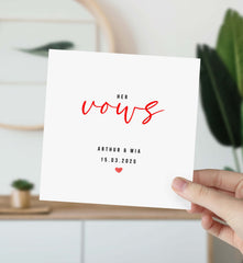 Personalised Her Vows Card Wedding His Vows Cards With Names And Date Her And His Vows Card  Bride's Vows Card Groom's Vows Gift Card