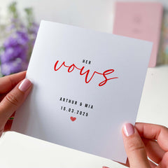 Personalised Her Vows Card Wedding His Vows Cards With Names And Date Her And His Vows Card  Bride's Vows Card Groom's Vows Gift Card