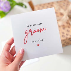 To My Handsome Groom Card With Wedding Date Personalised Card For Groom From Bride On Our Wedding Day Gift Card For Groom