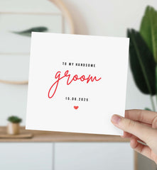 To My Handsome Groom Card With Wedding Date Personalised Card For Groom From Bride On Our Wedding Day Gift Card For Groom