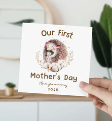 Personalised Happy First Mother’S Day Card 1St Mother’S Day Card I Love You Mummy Mum Mammy Mam Mother And Baby Hedgehog Mother’S Day Card