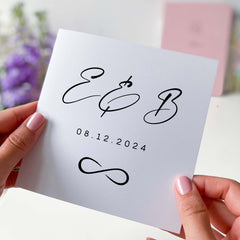 Personalised Wedding Card Engagement Valentines Day Gift Card Anniversary Birthday Gift Initials & Date Congratulations On Your Wedding Day