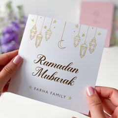 Personalised Eid Mubarak Greeting Card Ramadan Card Eid Mubarak Card With Family Name Happy Eid Card Eid Gift With Islamic Design