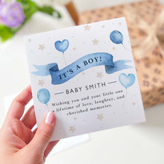 New Baby Girl Baby Boy Card With Babys Name With Your Text Pink Blue Welcome To The World Cute Balloon Design Greeting Card New Born