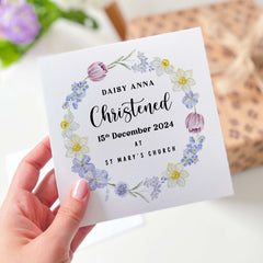 Personalised Christened Card With Name Date  And Church Flowers Baptism Baby Girl Boy Gifts Keepsake Naming Ceremony Christening Gift Card