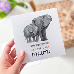 Card For Mum Happy Mother's Day Gift Card Mum's Birthday Mother And Baby Elephant New Baby Gift Card Baby Shower Gift Card Mummy Love