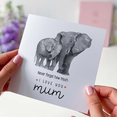 Card For Mum Happy Mother's Day Gift Card Mum's Birthday Mother And Baby Elephant New Baby Gift Card Baby Shower Gift Card Mummy Love