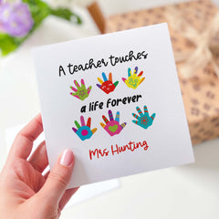 Teacher Thank You Card With Funny Hands Personalised Teacher Card For School Preschool Teacher Appreciation End Of Term Primary Nursery