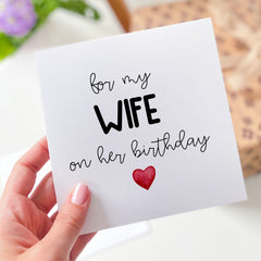 Birthday Card For Wife On Her Birthday Wife Gift Card With Cute And Little Red Heart Icon Gift Card For My Wife