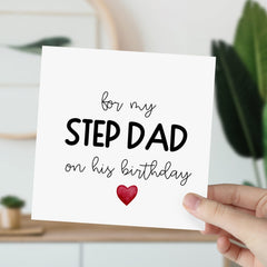 Card For Step Dad Birthday Card For Stepdad On His Birthday Gift Cards Greeting Card For My Step Dad With Cute Red Heart Step Dad's Birthday