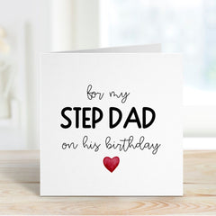 Card For Step Dad Birthday Card For Stepdad On His Birthday Gift Cards Greeting Card For My Step Dad With Cute Red Heart Step Dad's Birthday