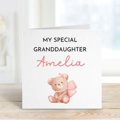 Card For Granddaughter Personalised Granddaughter's Gift Card Birthday Card To A Special Granddaughter Cute Card For Her