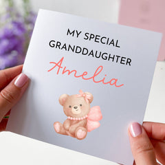 Card For Granddaughter Personalised Granddaughter's Gift Card Birthday Card To A Special Granddaughter Cute Card For Her