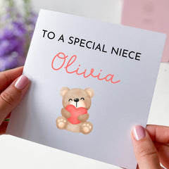 Card For Niece Personalised Birthday Gift Card To A Special Niece's Happy Birthday Card With Cute Bear Card For Her