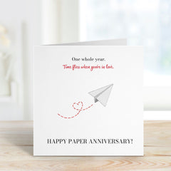 Happy Second Paper Anniversary One Whole Year Time Flies When You'Re Love Happy  Greetings Card For Couple 2Nd Wedding Anniversary Gift Card