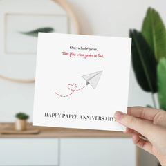 Happy Second Paper Anniversary One Whole Year Time Flies When You'Re Love Happy  Greetings Card For Couple 2Nd Wedding Anniversary Gift Card