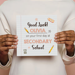 Personalised First Day At School Card  For Boy Girl Good Luck Gift Card Happy First Day Secondary School Back To School Son Daughter