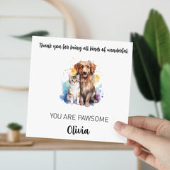 Card For Vet You Are Pawsome Card With Name Vet Gift Card For Friend Funny Gift Cards Thinking Of You Card Pet Cat Dog Owner