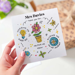 Card For Teacher Thank You For Helping Me Grow Personalised Card End Of Year School Preschool Nursery Primary Teacher Appreciation Gift Card