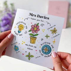 Card For Teacher Thank You For Helping Me Grow Personalised Card End Of Year School Preschool Nursery Primary Teacher Appreciation Gift Card